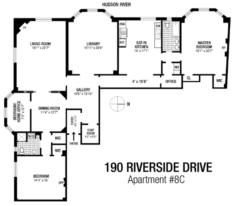 190 Riverside Drive, 8C | floorplan | View 16
