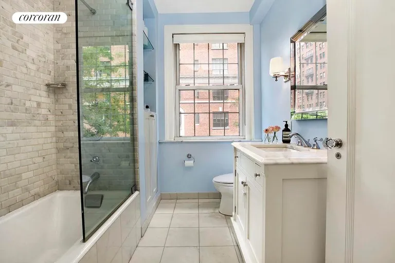 New York City Real Estate | View 33 Fifth Avenue, 3A | Windowed bath, rain shower & tub. | View 4