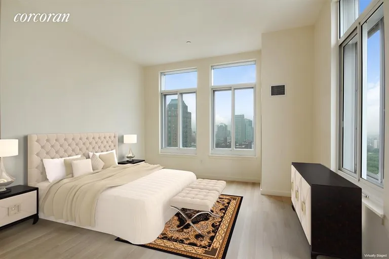 New York City Real Estate | View 85 Adams Street, 23A | Virtual Staging - Master Bedroom | View 4