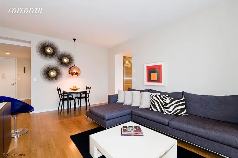 New York City Real Estate | View 200 Chambers Street, 15F | Spacious living and dining area | View 2