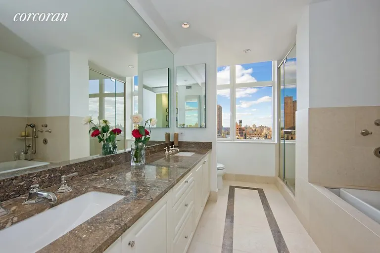 New York City Real Estate | View 181 East 90th Street, 24A | Mastr bathroom | View 10