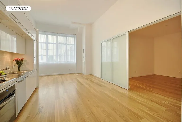 New York City Real Estate | View 27-28 Thomson Avenue, 332 | Kitchen / Living Room | View 9