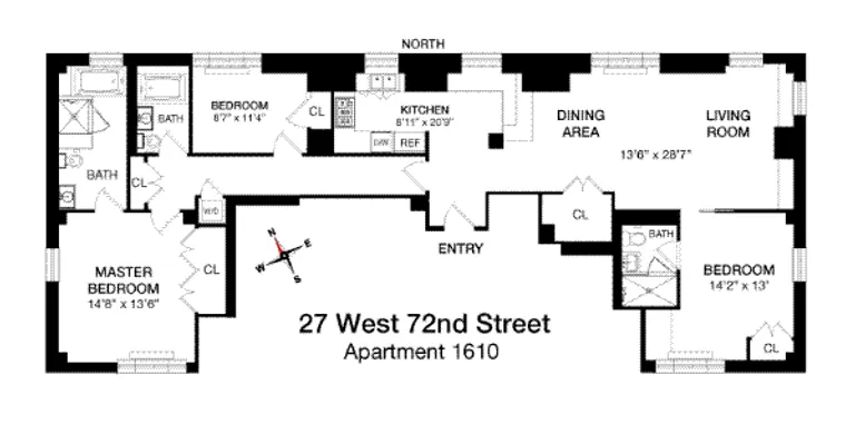 27 West 72nd Street, 1610 | floorplan | View 13