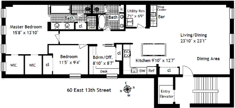 60 East 13th Street, 2W | floorplan | View 10