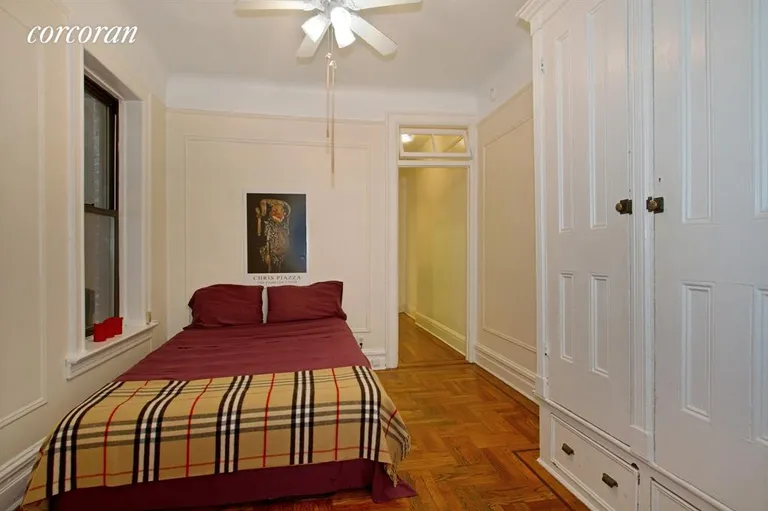New York City Real Estate | View 457 State Street, 2D | Windowed bedroom with built-ins | View 4