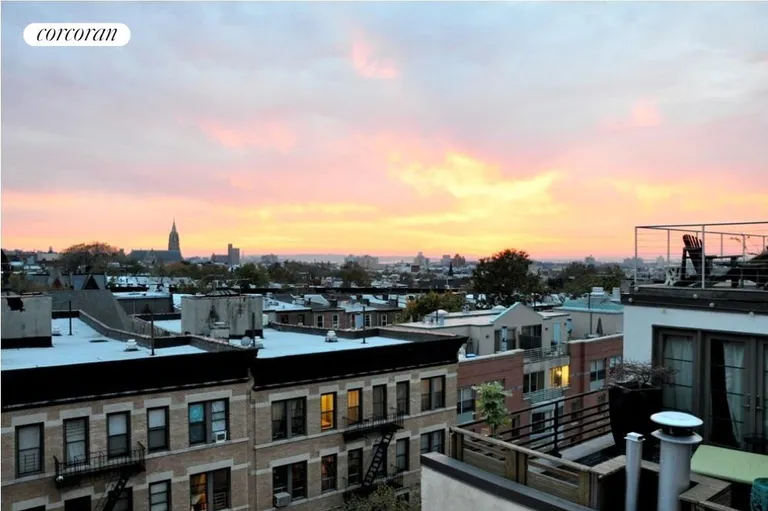 New York City Real Estate | View 133 Sterling Place, 4D | Sunset from top roof-deck | View 7