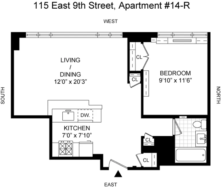 115 East 9th Street, 14R | floorplan | View 5