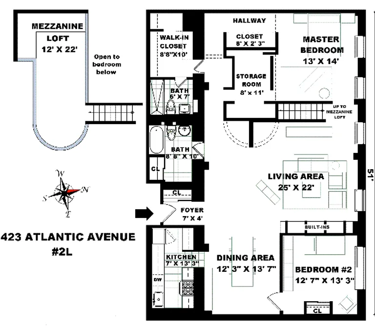 423 Atlantic Avenue, 2L | floorplan | View 7