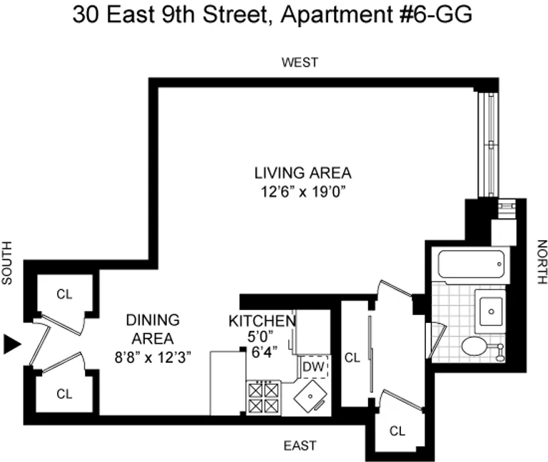 30 East 9th Street, 6GG | floorplan | View 5