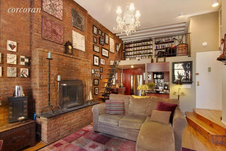 New York City Real Estate | View 356 West 23rd Street, 1A | Livign Room - reverse view showing Loft area | View 2