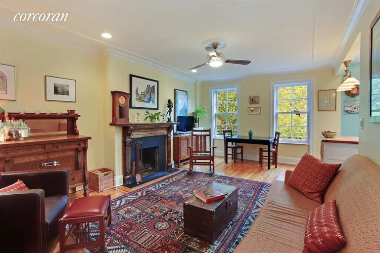 New York City Real Estate | View 438 Pacific Street, 3 | Bright and deep living room with working fireplace | View 2