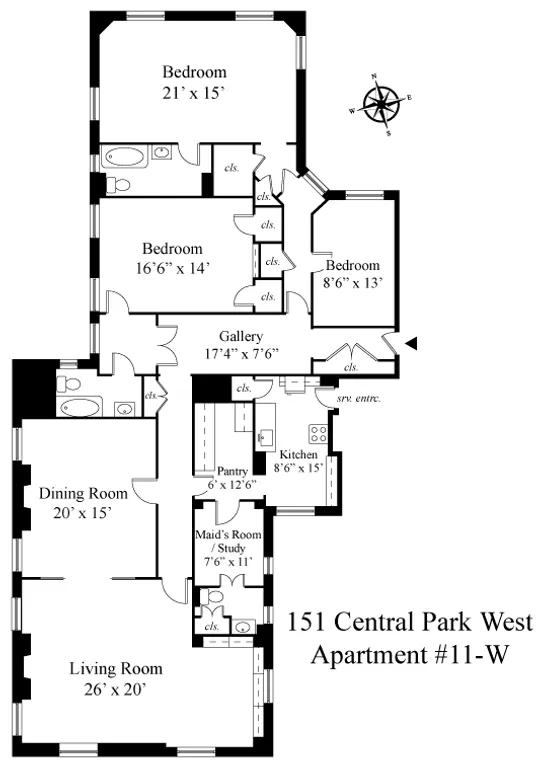 151 Central Park West, 11W | floorplan | View 15