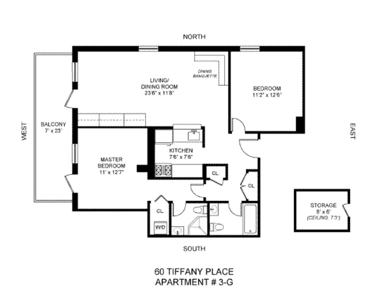 60 Tiffany Place, 3G | floorplan | View 7