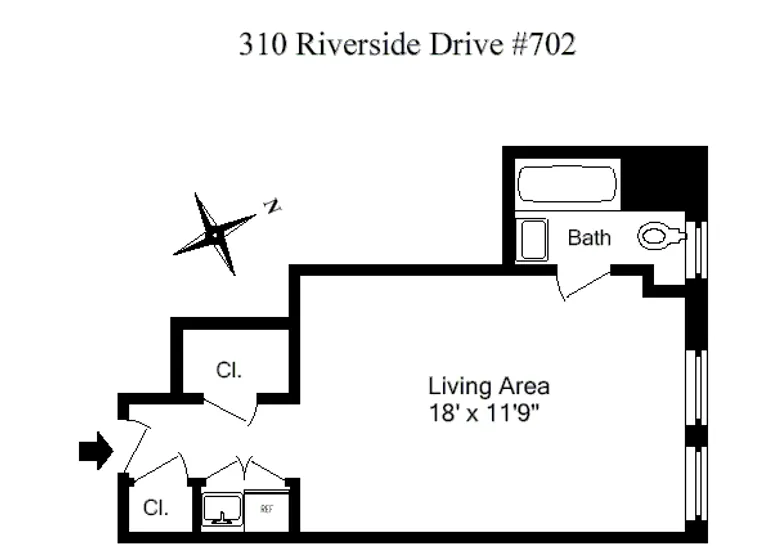 310 Riverside Drive, 702 | floorplan | View 1