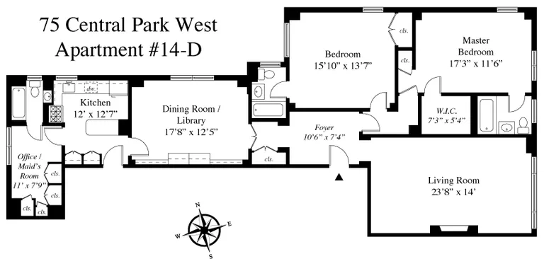 75 Central Park West, 14D | floorplan | View 4