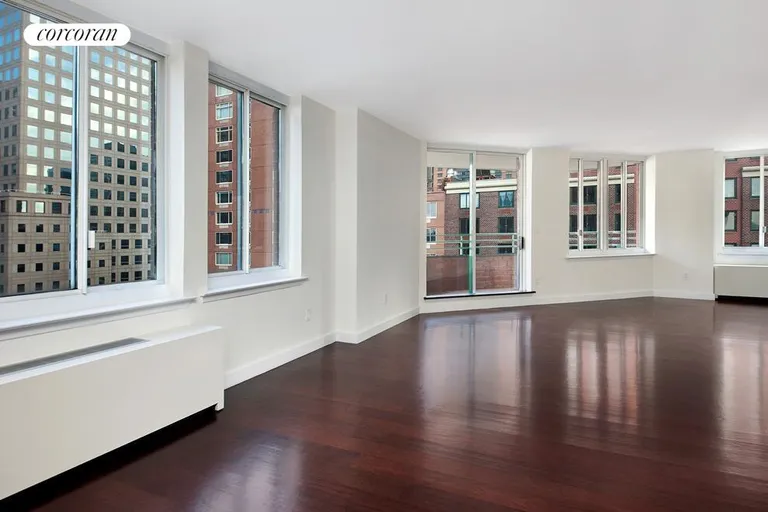 New York City Real Estate | View 333 Rector Place, PH3E | Views of the Hudson River, World Trade Center, and Rector Park. | View 2