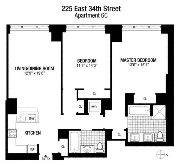 225 East 34th Street, 6C | floorplan | View 7