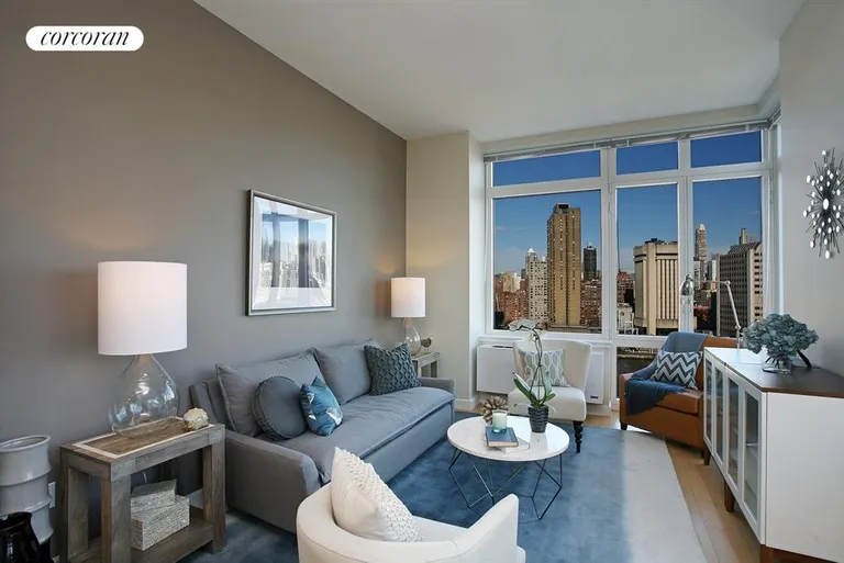 New York City Real Estate | View 415 Main Street, PH1G | Living Room | View 3