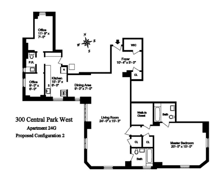300 Central Park West, 24G | floorplan | View 8