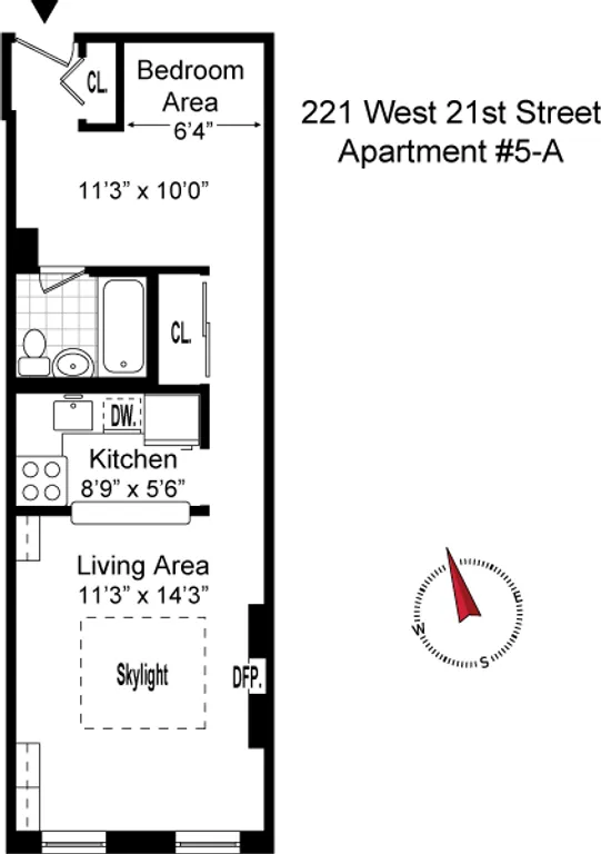 221 West 21st Street, 5A | floorplan | View 5