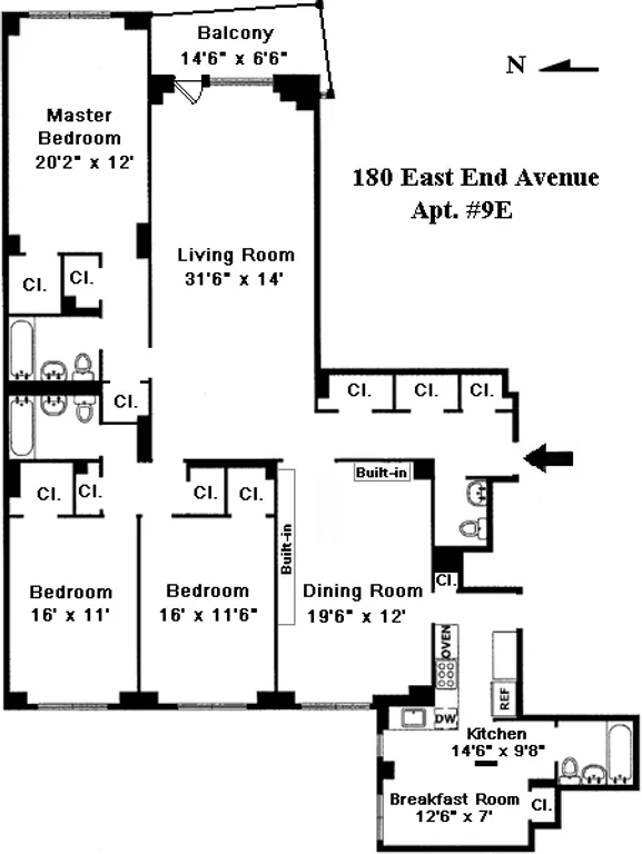 180 East End Avenue, 9E | floorplan | View 6