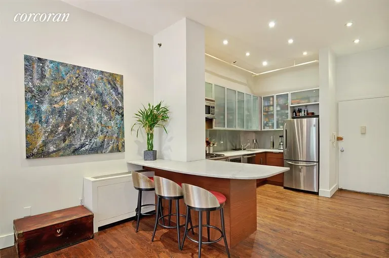 New York City Real Estate | View 808 Broadway, 4-K | Open Kitchen w Marble Breaksfast Bar | View 2