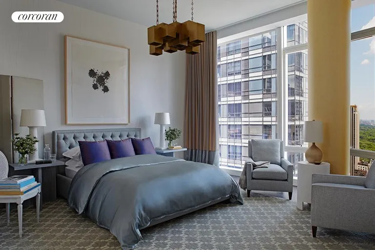 New York City Real Estate | View 20 West 53rd Street, 34A | Master bedroom with open park views | View 4