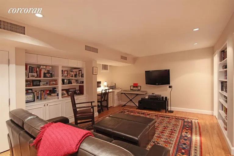 New York City Real Estate | View 140 Kane Street | Family room with custom built storage and desk | View 7