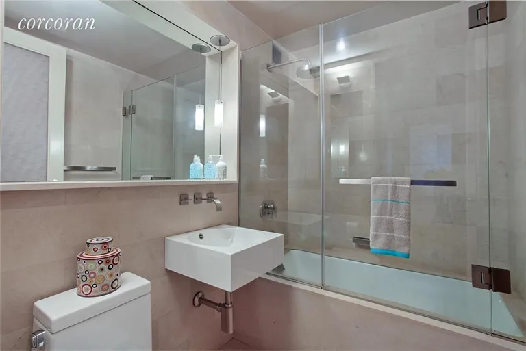 New York City Real Estate | View 140 West End Avenue, 12H | Marble and tile bathroom - sophisticated finishes. | View 5