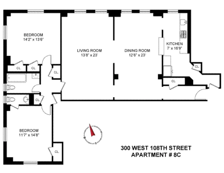 300 West 108th Street, 8C | floorplan | View 7