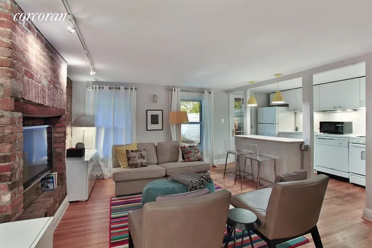 New York City Real Estate | View 102 Douglass Street | Rental apartment living room and kitchen | View 7