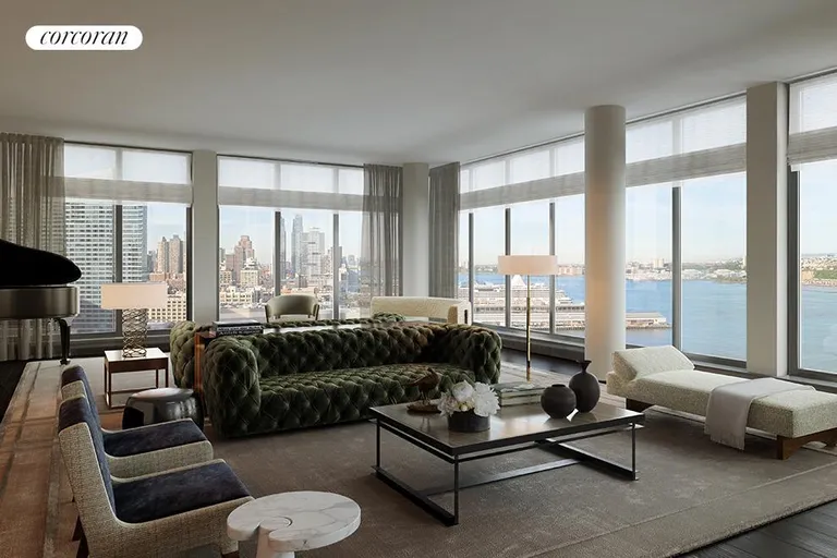 New York City Real Estate | View 50 Riverside Boulevard, PH2A | Corner Living Room | View 2