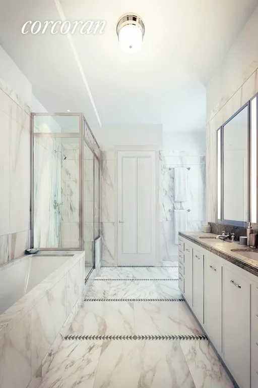 New York City Real Estate | View 155 West 11th Street, 4C | Marbled bath with radiant heated floors  | View 2