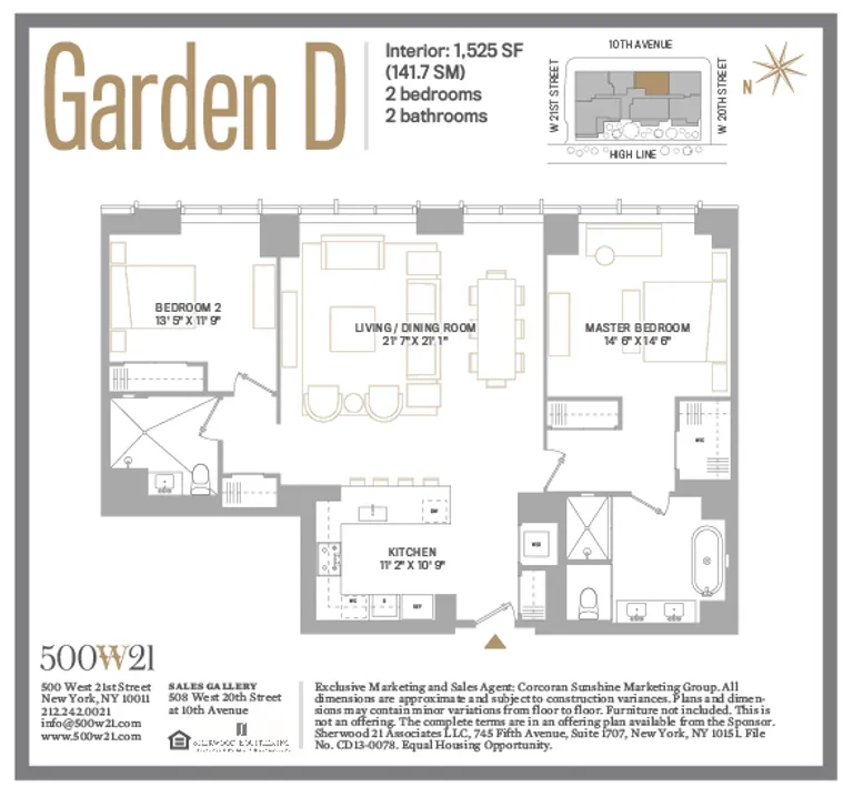 500 West 21st Street, GARDEN D | floorplan | View 3
