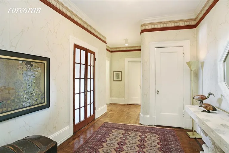 New York City Real Estate | View 465 West End Avenue, 10B | Inviting entrance foyer w/french doors to dining | View 2