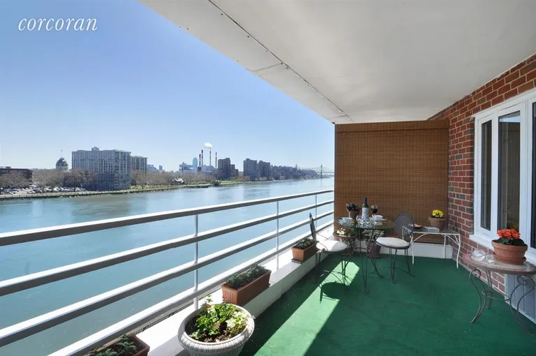 New York City Real Estate | View 1 Gracie Terrace, 4C | Living Room  Terrace | View 2