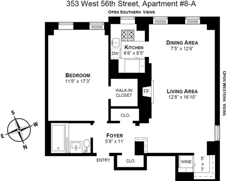 353 West 56th Street, 8A | floorplan | View 7