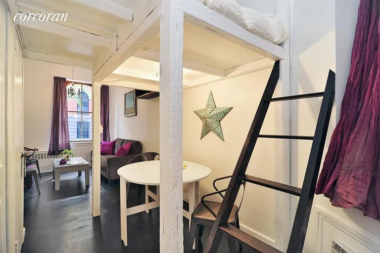 New York City Real Estate | View 121 East 10th Street, 1A | Dining/Home Office area with Sleeping Loft above | View 2