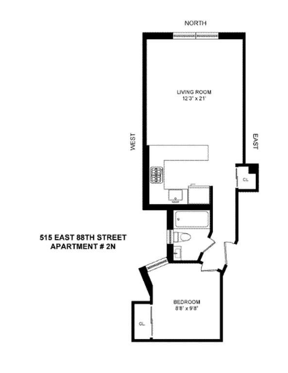 515 East 88th Street, 2N | floorplan | View 5