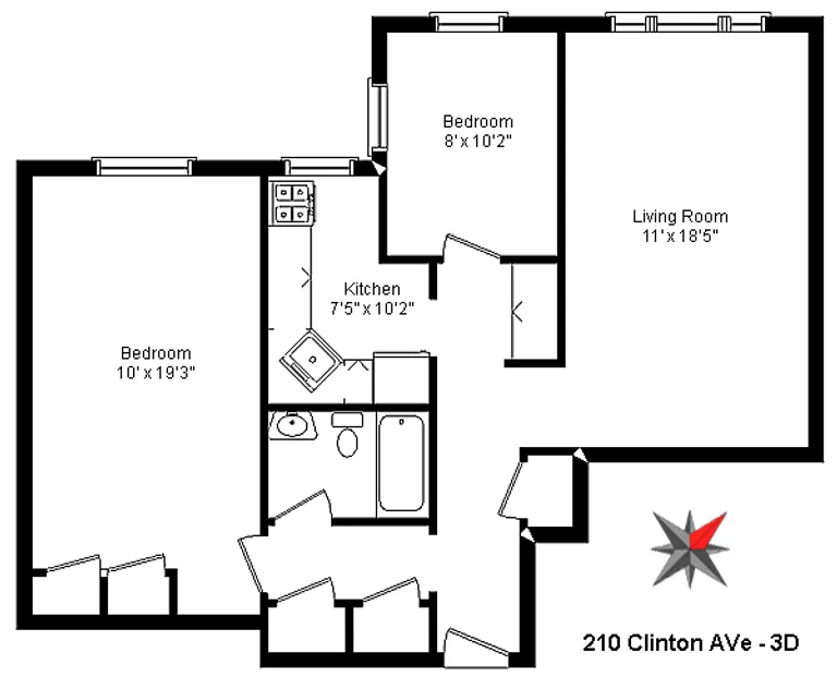 210 Clinton Avenue, 3D | floorplan | View 10