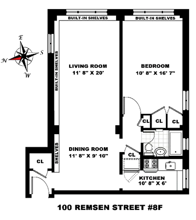 100 Remsen Street, 8F | floorplan | View 8