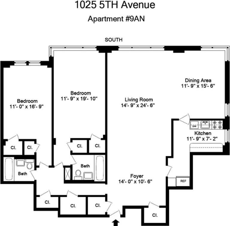 1025 Fifth Avenue, 9AN | floorplan | View 6