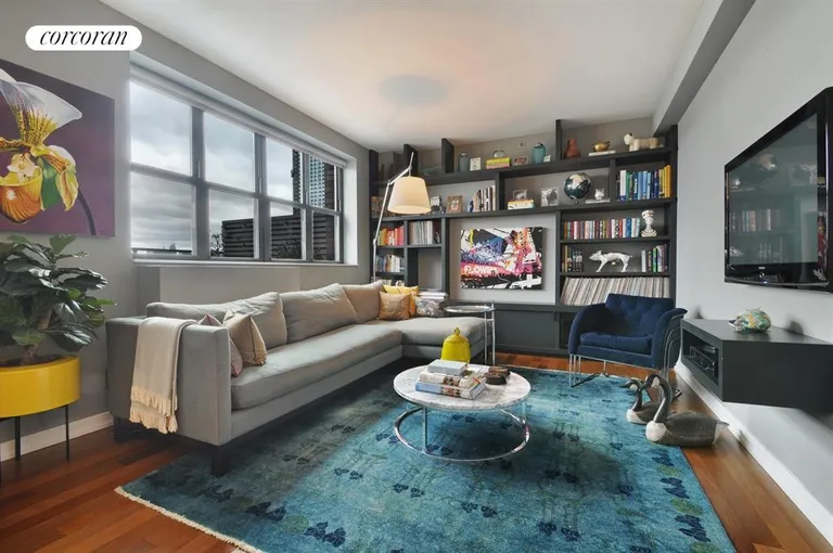 New York City Real Estate | View 58 Metropolitan Avenue, PHC | Living Room - city & river views | View 4