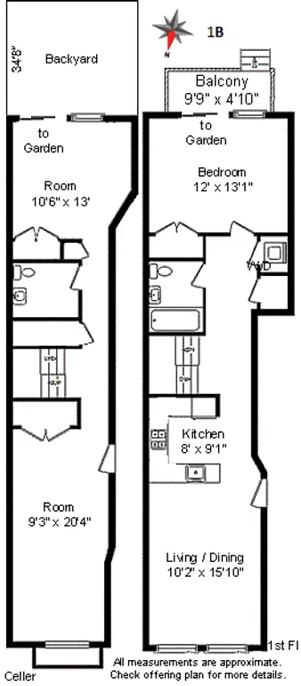 144 Clifton Place, 1B | floorplan | View 8