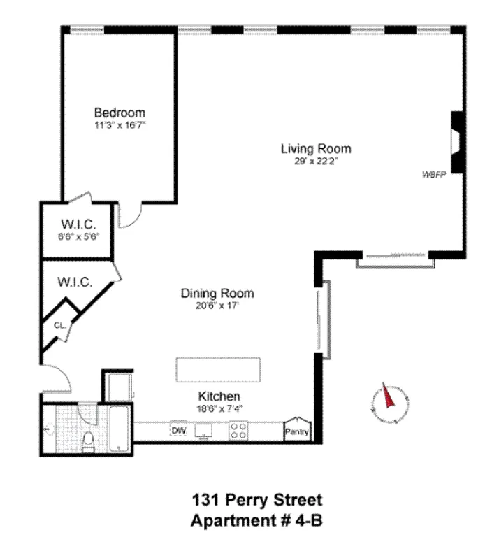 131 Perry Street, 4B | floorplan | View 5