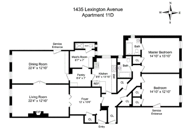 1435 Lexington Avenue, 11D | floorplan | View 5
