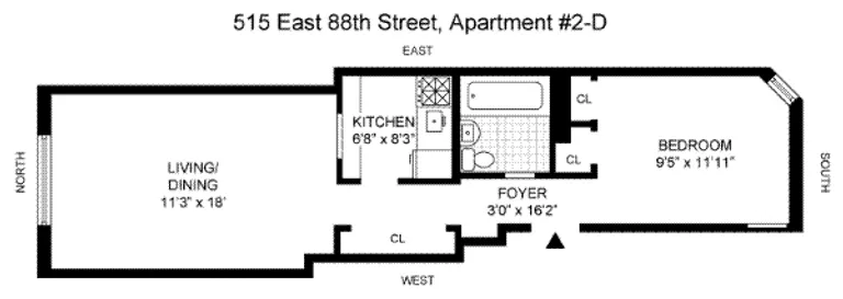 515 East 88th Street, 2D | floorplan | View 5