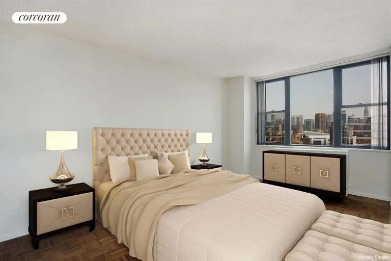 New York City Real Estate | View 201 East 17th Street, 29FG | Large Master Bedroom with ensuite bathroom | View 3