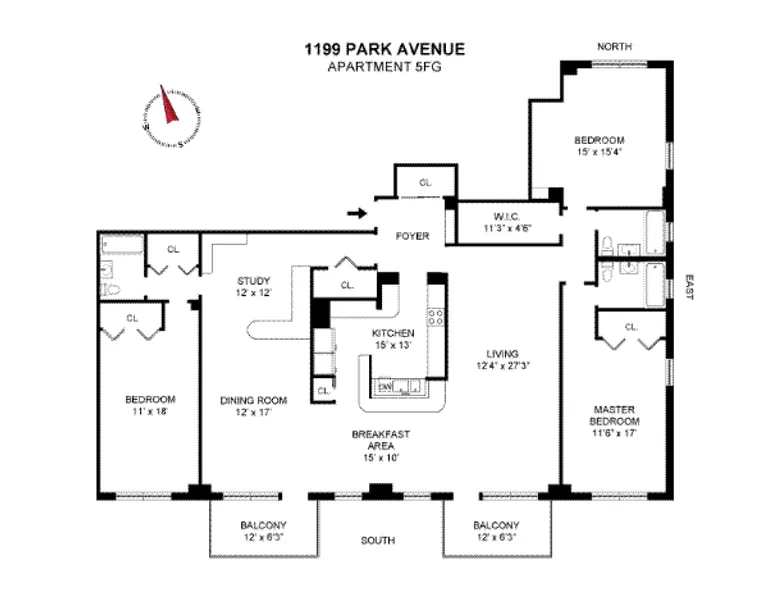 1199 Park Avenue, 5FG | floorplan | View 11