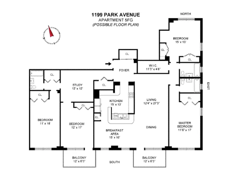 1199 Park Avenue, 5FG | floorplan | View 12